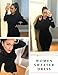 v28 Women Cowl Neck Knit Stretchable Elasticity Long Sleeve Slim Fit Sweater Dress (2-8,Black)(XS/S/M)