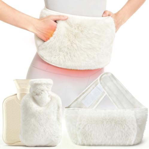 3 in 1 Wärmflaschengürtel 130cm Lang Wärmflasche Gürtel-Geschenkverpackung | Premium flauschig Periode Wärmegürtel mit Bezug Auslaufsicher Bettflasche für Rücken, Bauch