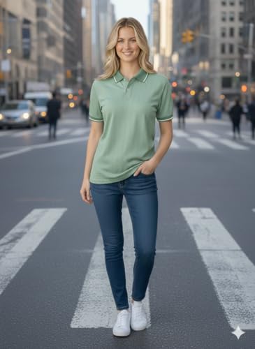 Image of Mack Jonney Women's Textured Polo T-Shirt | Half Sleeve Cotton Blend Top |Casual Collar Tee | Regular Fit-M7527
