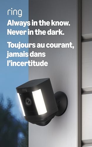 Ring Spotlight Cam Plus, Batterie : discours bidirectionnel, vision nocturne couleur et sirène de sécurité - noir