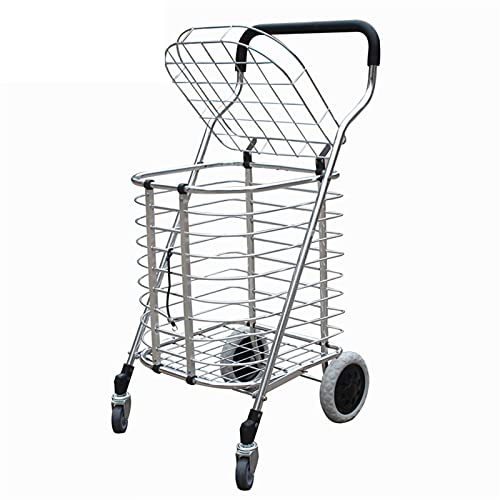 gbgymjm Einkaufstrolley Alu-Einkaufswagen Faltbarer Einkaufstrolley mit Deckel Tragbarer Einkaufstrolley Leichter…