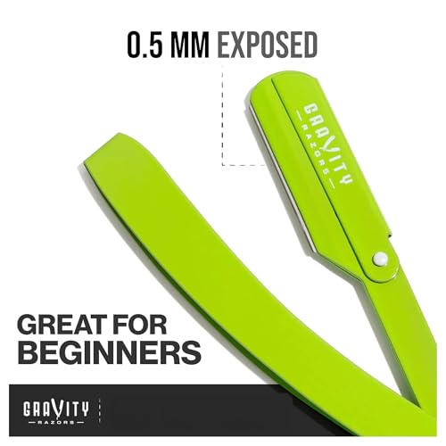 Image of Gravity Razors Professional Straight Razor - Minimal Exposure Straight Razor Kit with 10 Gravity Premium Blades, .5mm Exposed (The Ridler)