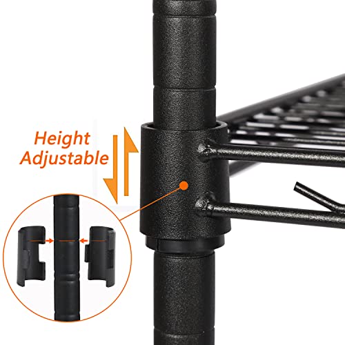 4-Shelf Adjustable Heavy Duty Storage Shelving Unit, Metal Organizer Wire Rack for Laundry Bathroom Kitchen Pantry Closet, Black