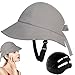 Sun Hat with Bump Cap Insert UPF50+ Bucket Hat Wide Brim Hard Adjustable Chin Strap Safe Bike Helmet for Cycling Light Grey
