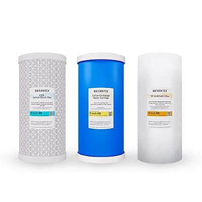 3 BB 10"x4.5" WH Sediment + Cation+ CTO Hardness Reduction Water Filter Set compatible with 10" BB Whole House Water Filtration Systems Good for Softening Hard Water