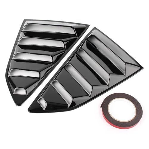 Image of Gloss Black Car Side Window Louver Compatible with Chevrolet Camaro 5th Gen 2010-2015 2011 2012 2013 Car Rear Window Shutter Cover Spoiler(Carbon Fiber)