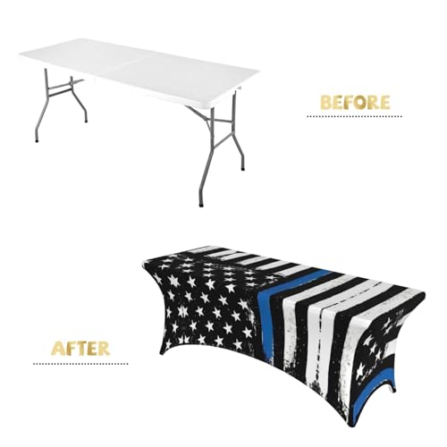 Housse de table extensible élasthanne bleu rétro drapeau USA - 5