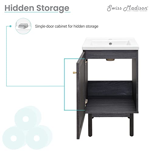 Image of Classe 18 inch Freestanding Bathroom Vanity in Black Oak with Sink Top