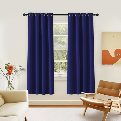 NICETOWN Room Darkening Curtain for Living Room - Energy Saving Thermal Insulated Grommet Room Darkening Curtain/Drape for Bedroom (1 Panel, 46 by 72, Navy Blue)
