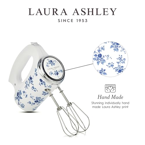 Laura Ashley 300W Electric Hand Mixer. Electric Whisk for Baking with 5 variable speeds. Hand Held Mixers for Baking with Durable Stainless Steel Beaters. Easy to Clean Light Weight Cake Mixer