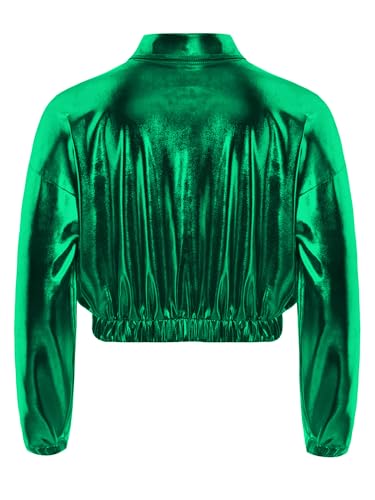 Hularka Kids Girls Boys Shiny Metallic Jacket Long Sleeve Modern Hip Hop Jazz Street Disco Dance Coat Tops Outwear4