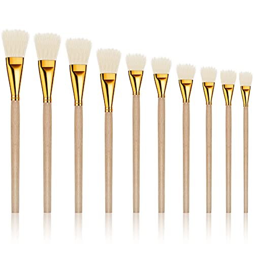 10 Pieces Gilding Brush Gold Leaf Paint Brush Goat Hair Duster Gold Paint Brush Sweep Mop 10 Types Metallic Foil Flakes Paint Brush for Gold Foil Gold Leaf Sheets Art Crafts Supplies
