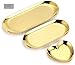 Produktbild YMhome 3 STÜCKE Edelstahl Schmuck Display Tablett Handtuch Tablett Teller Tee Tablett Obsttabletts Kosmetik Schmuck Organizer Catchall Tablett Reich verzierte Tablett für Kerze, Getränk, Ohrring,Gold