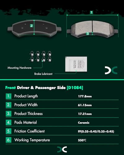 Image of SCITOO D1084 D898 Front Ceramic Rear Ceramic Brake Pad Sets | 2007-2009 For Chrysler For Aspen,2007-2009 For Dodge For Durango,2006-2010 For Ram 1500,2011-2018 For Ram For 1500