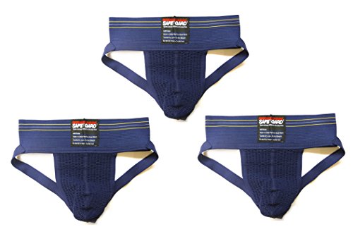 SafeTGard 3 Pack Special Adult Athletic Supporter Without Pocket (Navy, XL)