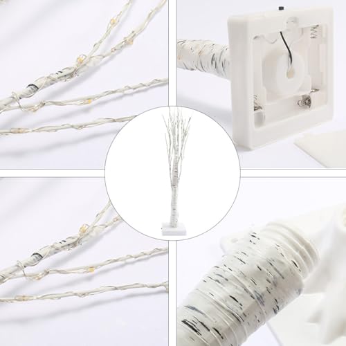 白樺 ツリーライトled インテリア christmas tree 北欧 ブランチツリー 間接照明 おしゃれ 白 置き型 イルミネーション 高さ60cm ブランチライト ストリングライト バレンタインデー お正月飾り 屋内装飾用 卓上 おしゃれ（暖かい光） [4]