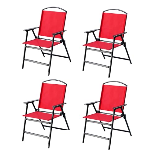 Outdoor Folding Patio Dining Chairs Set of 4 With Armrest...