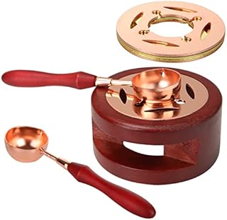 LOLYSIC Wax Seal Warmer Melting Kit, Wooden Wax Seal Melting Furnace with Melting Spoons for Wedding Invitation Envelope Wax Seal Arts Crafts
