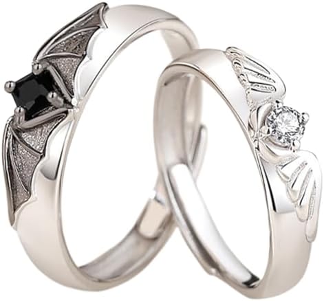 OQKAHIV Anillos a Juego Plata - Compromiso, Boda Ajustables, Prom...