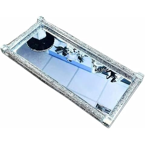 Crushed Diamond Decor Serving Tray with Mirror Cover