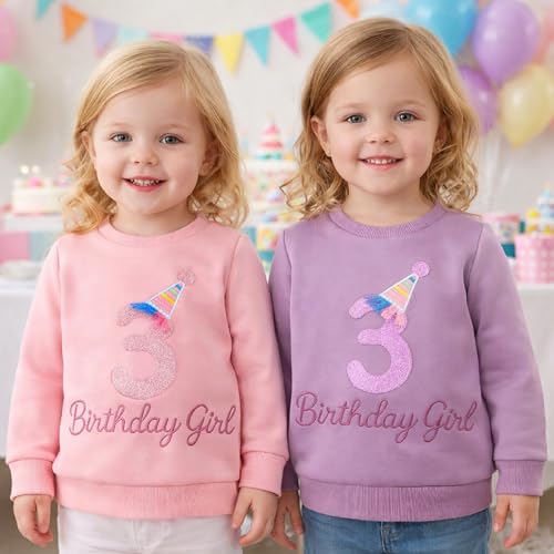 Yoolhamy Baby Mädchen Geburtstag Sweatshirt für Kinder Outfits T Shirt Brief Stickerei Pullover Kleidung für Kleinkind Geburtstag Geschenk Top (DE/NL/SE/PL, Alter, 3 Jahre, 4 Jahre, Regular, Pink)