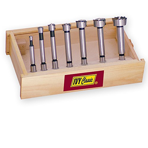 IVY Classic 46182 7-Piece Forstner Bit Set, High-Speed Steel, Wooden Case