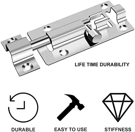 Door Bolt Lock Security Latch, 3Inch Stainless Steel Sliding gate Latch for Bathroom Toilet Shed Shower Bedroom Garden (Door Bolt one)