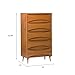 Walker Edison Lowry Mid-Century Modern Detailed-Drawer Solid Wood Dresser, 30 Inch, Caramel