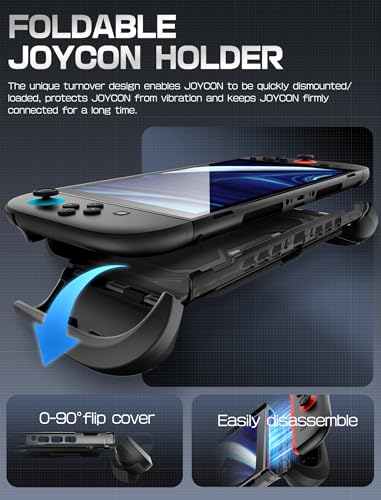 Image of Mumba Dockable for Nintendo Switch 2 Case with Flip Stand, [Titan] Ergonomic Switch 2 Grip Protective Cover Holds 5 Game Cards & 2 TF Cards TPU Accessories and Quick-Release Joy-Con Design