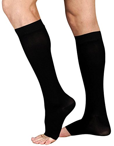 Image of Juzo Soft 2001 Knee-High 20-30 mmHg Open Toe Compression Stocking - Men & Women, Short, 2 (II), Navy