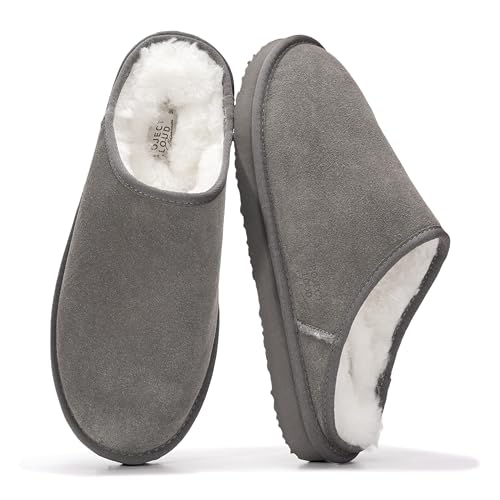 Image of Project Cloud Men's 100% Genuine Leather Shearling Memory Foam Slippers | Genuine Shearling Lining and Lightweight Non-Slip Indoor & Outdoor Wear Slippers for Men - Water-Resistant Mens Slippers