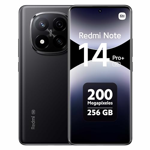 Xiaomi Redmi Note 14 Pro+ 5G Smart Phone, 8GB RAM 256GB, Pantalla AMOLED de 6,67 Pulgadas 1,5k, Sensor de Huellas, Cámara de 200 MP, Doble Tarjeta SIM, 5G, NFC, Carga Rápida de 120 W, Color Negro