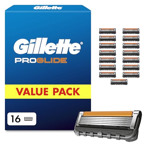 Gillette Lames de Rasoir Homme Proglide, Pack de 16 – Cartouche Dotée de la Bande Lubrifiante x2, Ultra Affutées et Longue Durée, en Acier Inoxydable, 1...