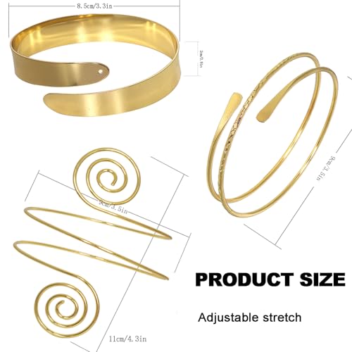 7 Pieces Arm Cuff Upper Arm Band Cuff Minimalist Gold Bracelet Bangle Jewelry for Women Adjustable Armband Set Simple Swirl Open Wide Wire Bracelets Arm Bangle4