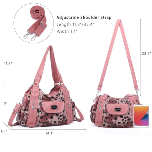 Image of Angel Kiss Purses for Women, Large Shoulder Bag Hobo Tote Purse Mutipocket Faux Leather Satchel Hobo Purse