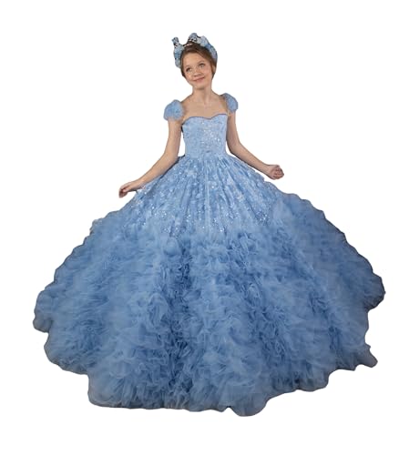 Ball Gown Sheer Neckline Butterflies Beaded Girls Pageant Dresses