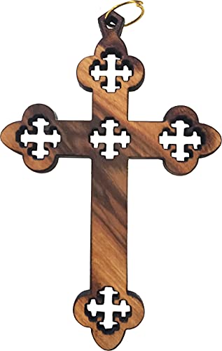 Olive wood Coptic Cross Laser Pendant(8cm or 3.15 long )