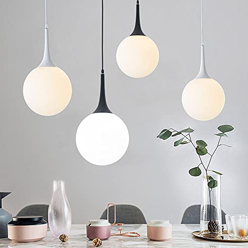 Lampe à suspension en verre blanc laiteux E27 de style moderne pour comptoir