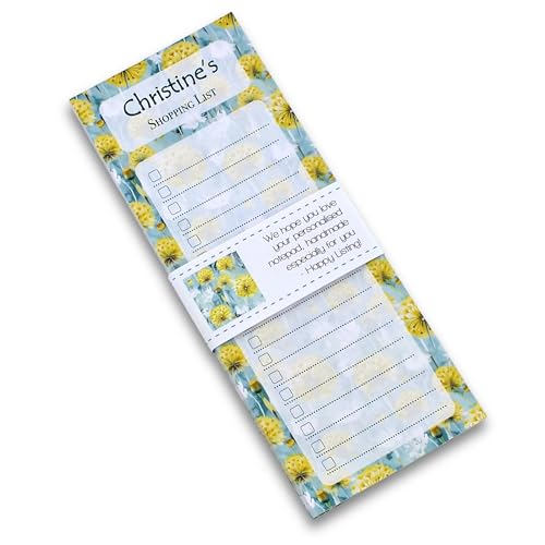 Image of Personalised List Pad ANY Heading To Do Shopping List Green Floral Note Pad