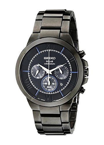 Seiko Men's SSC287 Black Stainless Steel Solar-Power Watch