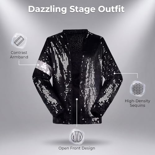 Men's Sequin Jacket with Glove Dance top for Stage Performance Party Outfit