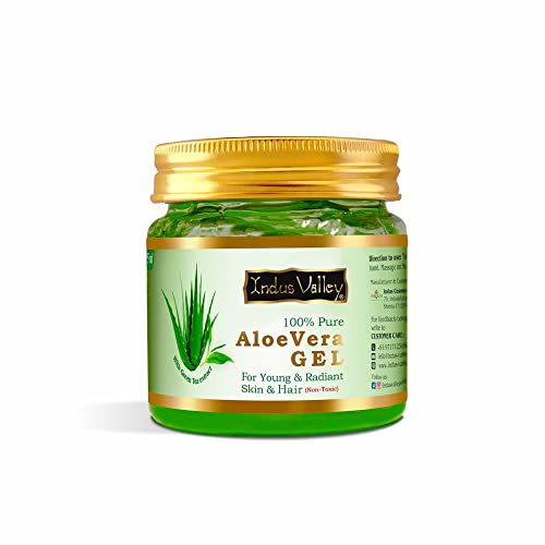 Indus Valley Gel de aloe vera para piel y cabello, gel de aloe vera hidrata la piel, calma la piel irritada causada por quemaduras solares, nutre el cabello, 175 ml