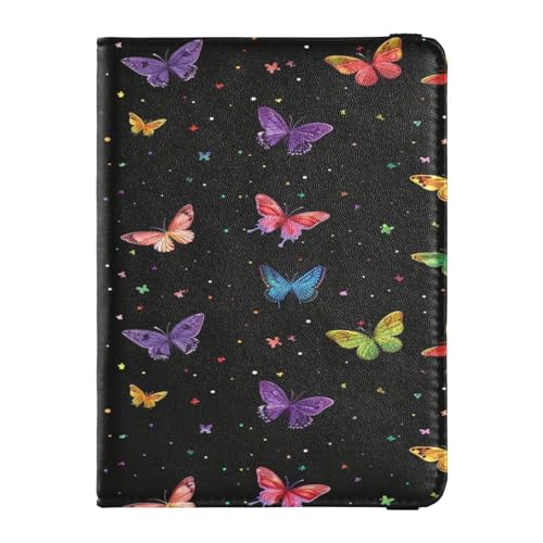 Porta passaporto portafoglio porta carte di vaccino di credito pelle viola giallo farfalla organizer documenti da viaggio Multi