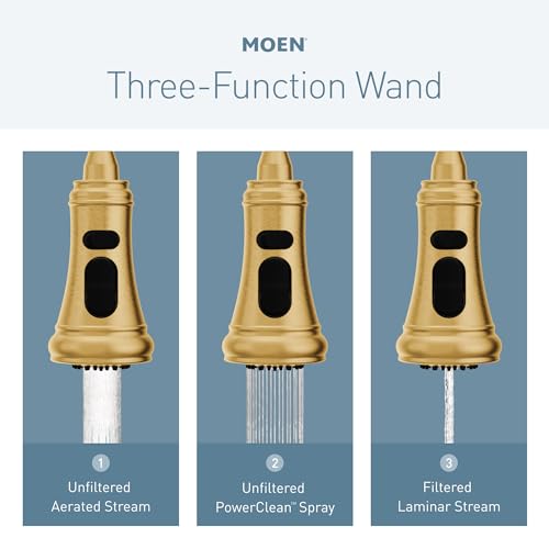 Moen Brushed Gold Weymouth 3-in-1 Water Filtration One-Handle Pulldown Kitchen Faucet, Water Filter for Sink Faucet Sold Separately, FS73004BG by Moen - Image 3