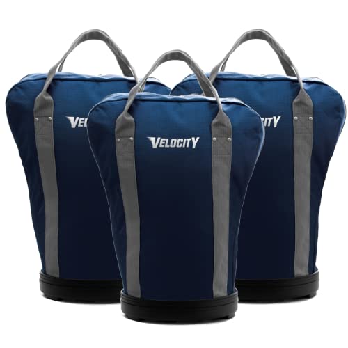 Velocity Heavy Duty Multipurpose Ball Bag with Durable Bottom - Holds up to 60-72 Balls - Ideal for Lacrosse, Baseball, Pickleball, Tennis & More, Navy Blue, 3-Pack