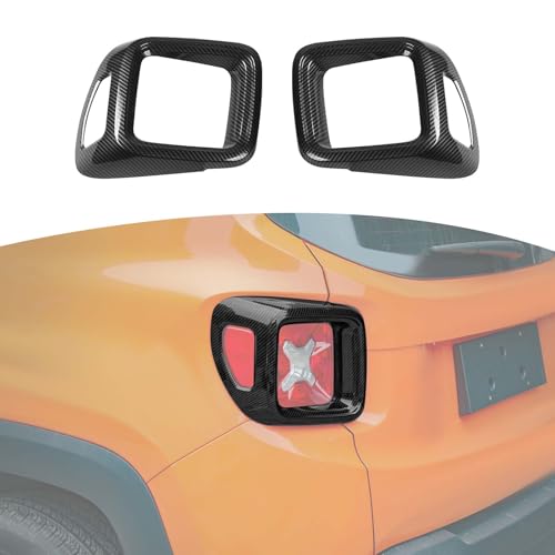 RT-TCZ for Renegade Tail Light Cover Trim, Rear Brake Light Cover for Jeep Renegade 2016 up Black ABS Carbon Fiber Exterior Accessories 2pcs
