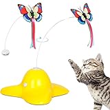 Bascolor Electric Rotating Butterfly Cat Toys with Two Replacement Flashing Butterflies Interactive Cat Toy Spinning Teaser Toy