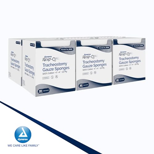 Dynarex 35051 Tracheostomy Gauze Sponge, 4" Length, 4" Width, 12 Ply, Pack of 300 miniatura 6