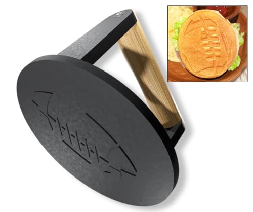 SIZZLE Football Cast Iron Burger Press