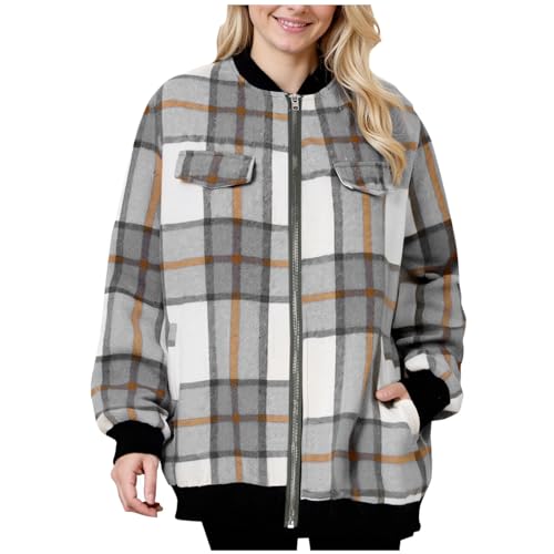 Manteau mi-long manches longues à motif carreaux avec poches zippées
